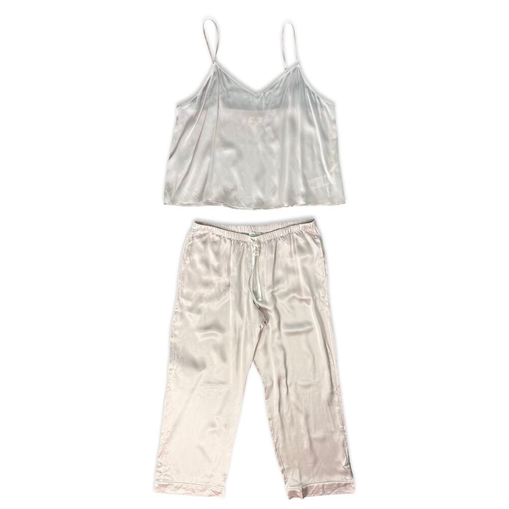 BedHead Baby Pink 100% Silk Matching PJ Luxury Pajama Set Tank Pants size L